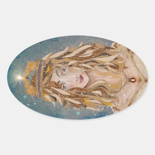 Blonde Princess Aurelie van Susan M. Epperly Ovale Sticker (Voorkant)