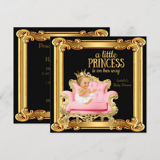 Blonde Princess Baby shower Black Pink Gold-certif Kaart (Voorkant / Achterkant)