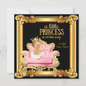 Blonde Princess Baby shower Black Pink Gold-certif Kaart (Voorkant)