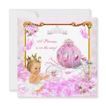 Blonde Princess Baby shower Pink Gold Carriage