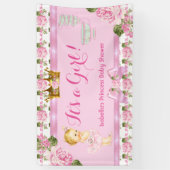 Blonde Princess Baby shower Roze Rozen Tea Party Spandoek (Verticaal)
