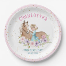 Blonde Princess en Brown Horse Birthday