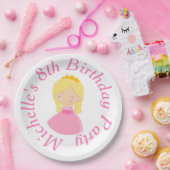 Blonde Princess en Dragon Birthday Party Papieren Bordje (Feest)