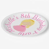 Blonde Princess en Dragon Birthday Party Papieren Bordje (Gekanteld)