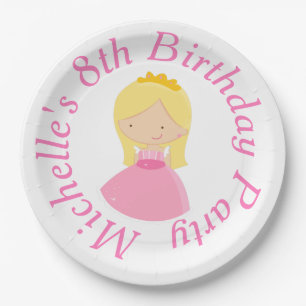 Blonde Princess en Dragon Birthday Party Papieren Bordje