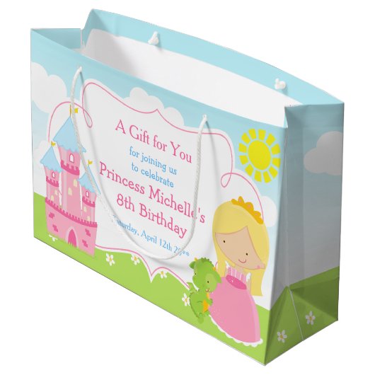 Blonde Princess en Dragon Hartelijk dank Groot Cadeauzakje (Achterkant Gekanteld)