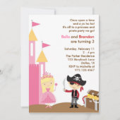 Blonde Princess en Pirate Invitation Kaart (Voorkant)