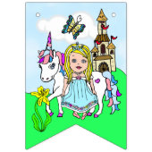  Blonde Princess en Unicorn Birthday Banner (Eerste vlag)