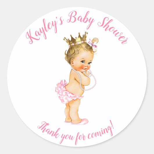 Blonde Princess  - gepersonaliseerde favoriete Sti Ronde Sticker (Voorkant)