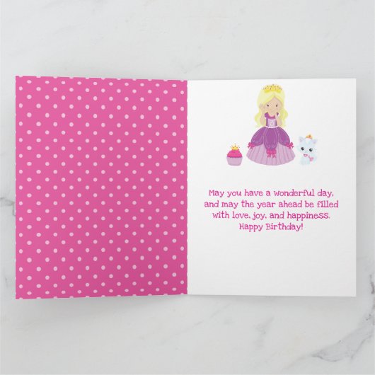 Blonde Princess met verjaardag van kasteel en rege Kaart (Binnen)