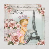  Blonde Princess Paris Baby shower Kaart (Voorkant / Achterkant)