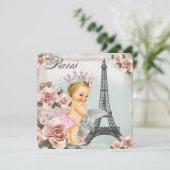  Blonde Princess Paris Baby shower Kaart (Staand voorkant)