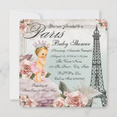  Blonde Princess Paris Baby shower Kaart (Achterkant)