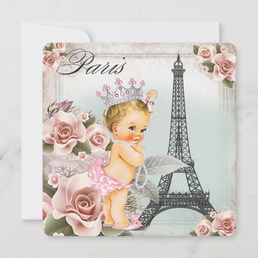  Blonde Princess Paris Baby shower Kaart (Voorkant)