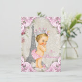 Blonde Princess  Paris Floral Baby shower Kaart (Staand voorkant)