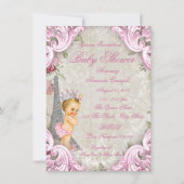Blonde Princess  Paris Floral Baby shower Kaart (Achterkant)