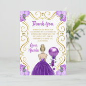 Blonde Princess Purple Happy Birthday Bedankkaart (Staand voorkant)