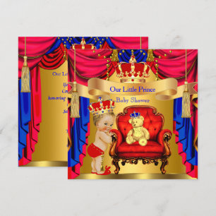 Blonde Prins Baby Shower Gouden Beer Rood Blauw Kaart