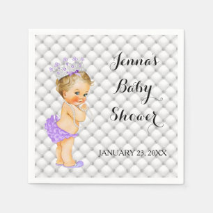 Blonde Prinses Baby Meisje Diamanten Lavendel Servetten