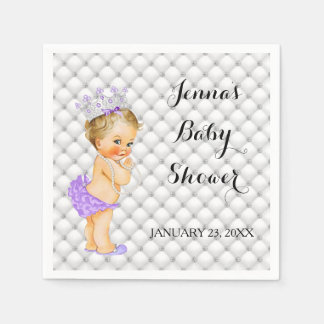 Blonde Prinses Baby Meisje Diamanten Lavendel Servetten