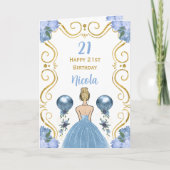 Blonde Prinses Blauw Gefeliciteerd Kaart (Voorkant)