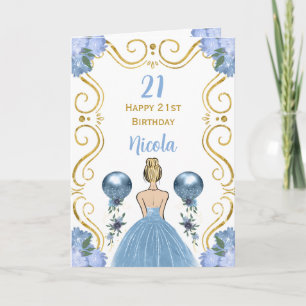 Blonde Prinses Blauw Gefeliciteerd Kaart