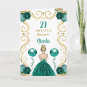 Blonde prinses Blauwgroen jarig Kaart (Voorkant)