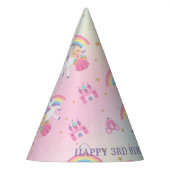 Blonde prinses en eenhoorn regenboog verjaardag feesthoedjes (Links)