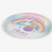 Blonde prinses en eenhoorn verjaardagsfeestje rege papieren bordje (Gekanteld)