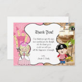 Blonde prinses en piratenpartij bedankt kaart (Voorkant / Achterkant)