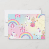 Blonde Prinses Rainbow Unicorn Verjaardagsfoto Bedankkaart (Achterkant)