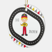 Blonde Racer Boy Kerstversiering Keramisch Ornament (Links)