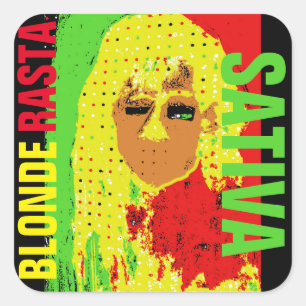 BLONDE RASTA SATIVA VIERKANTE STICKER