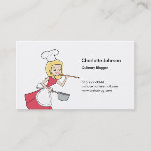 Blonde Retro Cook Cartoon Visitekaartje