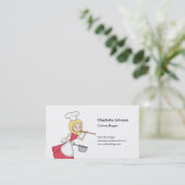 Blonde Retro Cook Cartoon Visitekaartje (Staand voorkant)