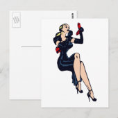   Blonde Retro Glamor Girl Pinup Briefkaart (Voorkant / Achterkant)