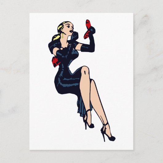   Blonde Retro Glamor Girl Pinup Briefkaart (Voorkant)