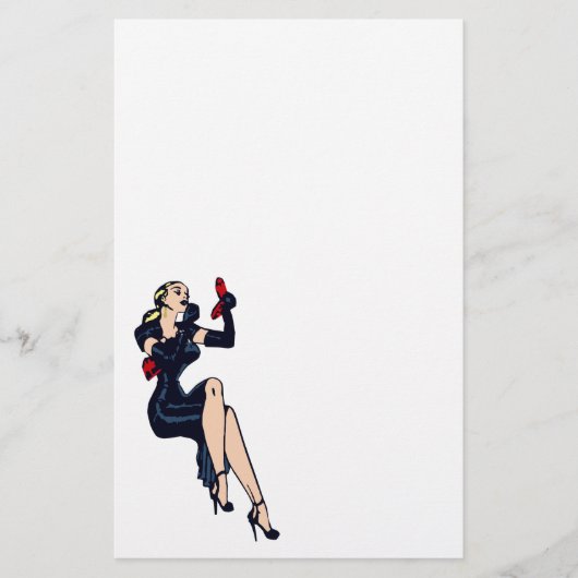 Blonde Retro Glamor Girl Pinup Briefpapier (Voorkant)