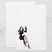 Blonde Retro Glamor Girl Pinup Briefpapier (Voorkant / Achterkant)
