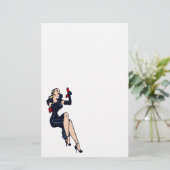 Blonde Retro Glamor Girl Pinup Briefpapier (Staand voorkant)