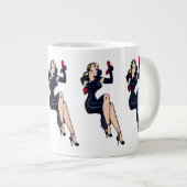   Blonde Retro Glamor Girl Pinup Grote Koffiekop (Voorkant rechts)