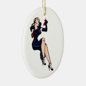 Blonde Retro Glamor Girl Pinup Keramisch Ornament (Rechts)