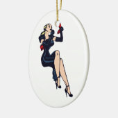 Blonde Retro Glamor Girl Pinup Keramisch Ornament (Links)