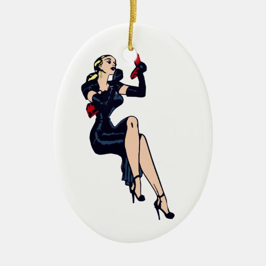 Blonde Retro Glamor Girl Pinup Keramisch Ornament (Voorkant)
