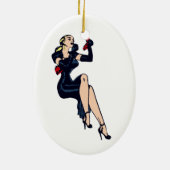 Blonde Retro Glamor Girl Pinup Keramisch Ornament (Achterkant)