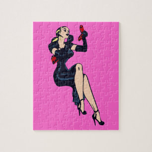 Blonde Retro Glamor Girl Pinup Legpuzzel