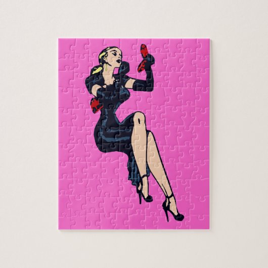   Blonde Retro Glamor Girl Pinup Legpuzzel (Verticaal)