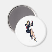 Blonde Retro Glamor Girl Pinup Magneet (Voorkant / Achterkant)