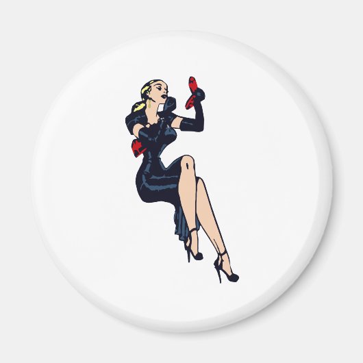 Blonde Retro Glamor Girl Pinup Magneet (Voorkant)