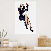 Blonde Retro Glamor Girl Pinup Poster (Keuken)